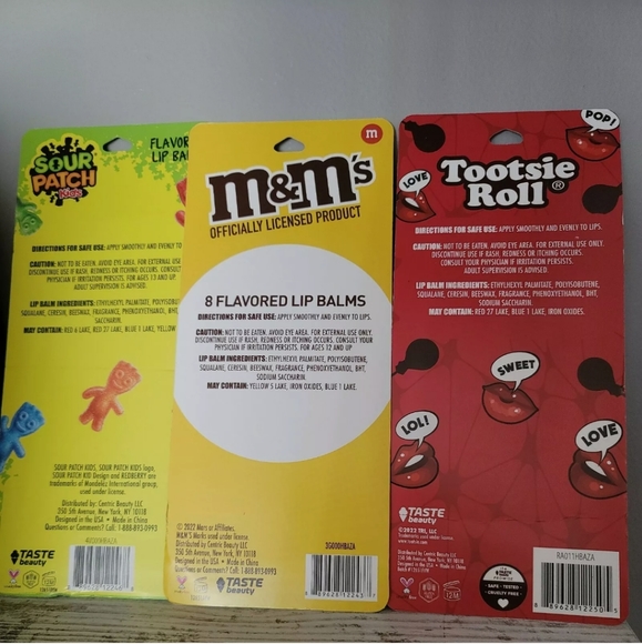 Sour Patch Kids Tootsie Roll M&M’s Lip Balm 8-pack- Lot of 3=24 Taste beautify - Picture 4 of 4